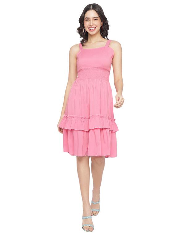 women pink polyester fit & flare dress - 21399751 - Zoom Image - 0