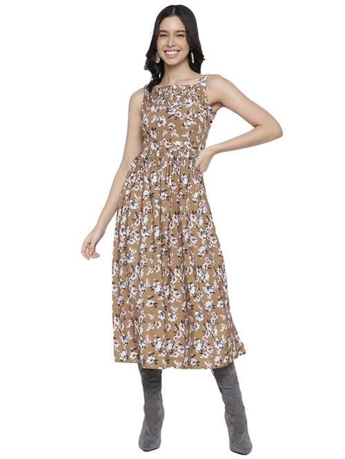 women brown polyester fit & flare dress - 21399752 - Standard Image - 0