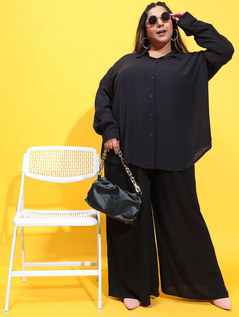 women black plus size shirt and trouser co-ord set - 21399777 - Standard Image - 1