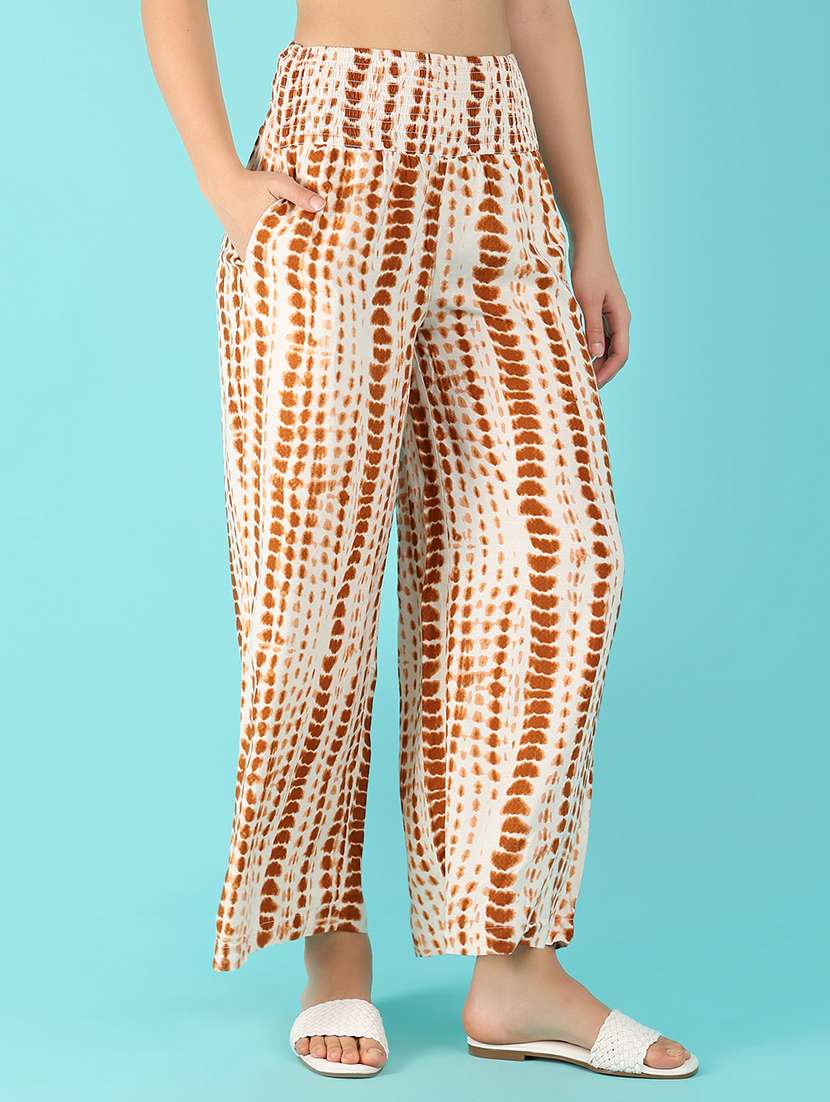women brown shibori printed palazzos - 21399797 -  Standard Image - 1