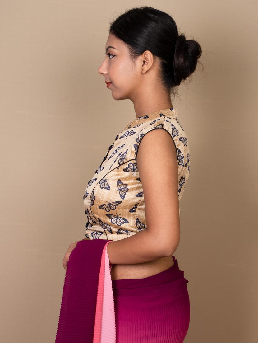 women beige printed blouse - 21399821 - Standard Image - 1