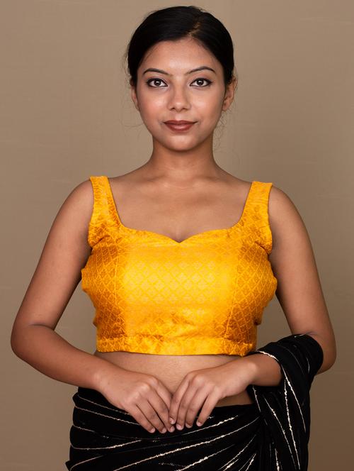 women yellow self design blouse - 21399825 -  Standard Image - 0