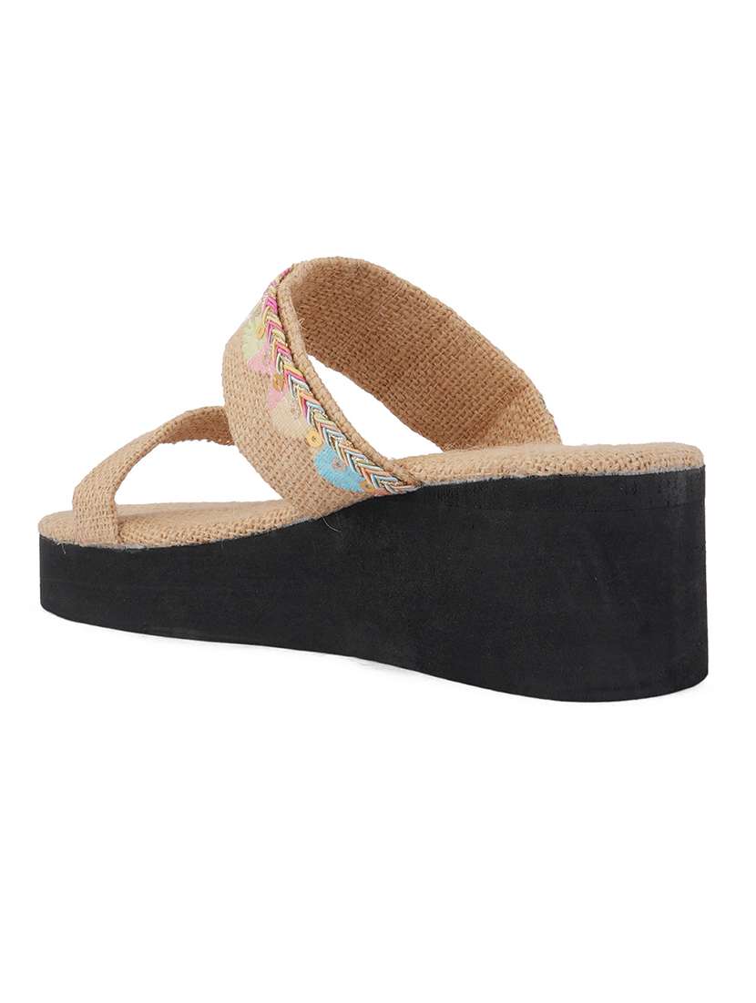 beige embellished platforms wedge - 21399842 -  Standard Image - 4