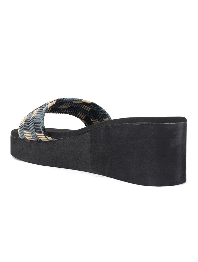 grey textured platforms wedge - 21399848 - Standard Image - 4