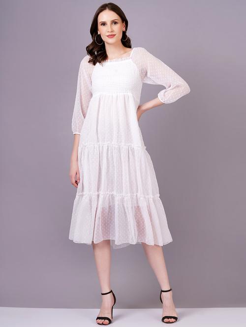 women square neck self-designed tiered ethnic dress - 21399901 - Standard Image - 0