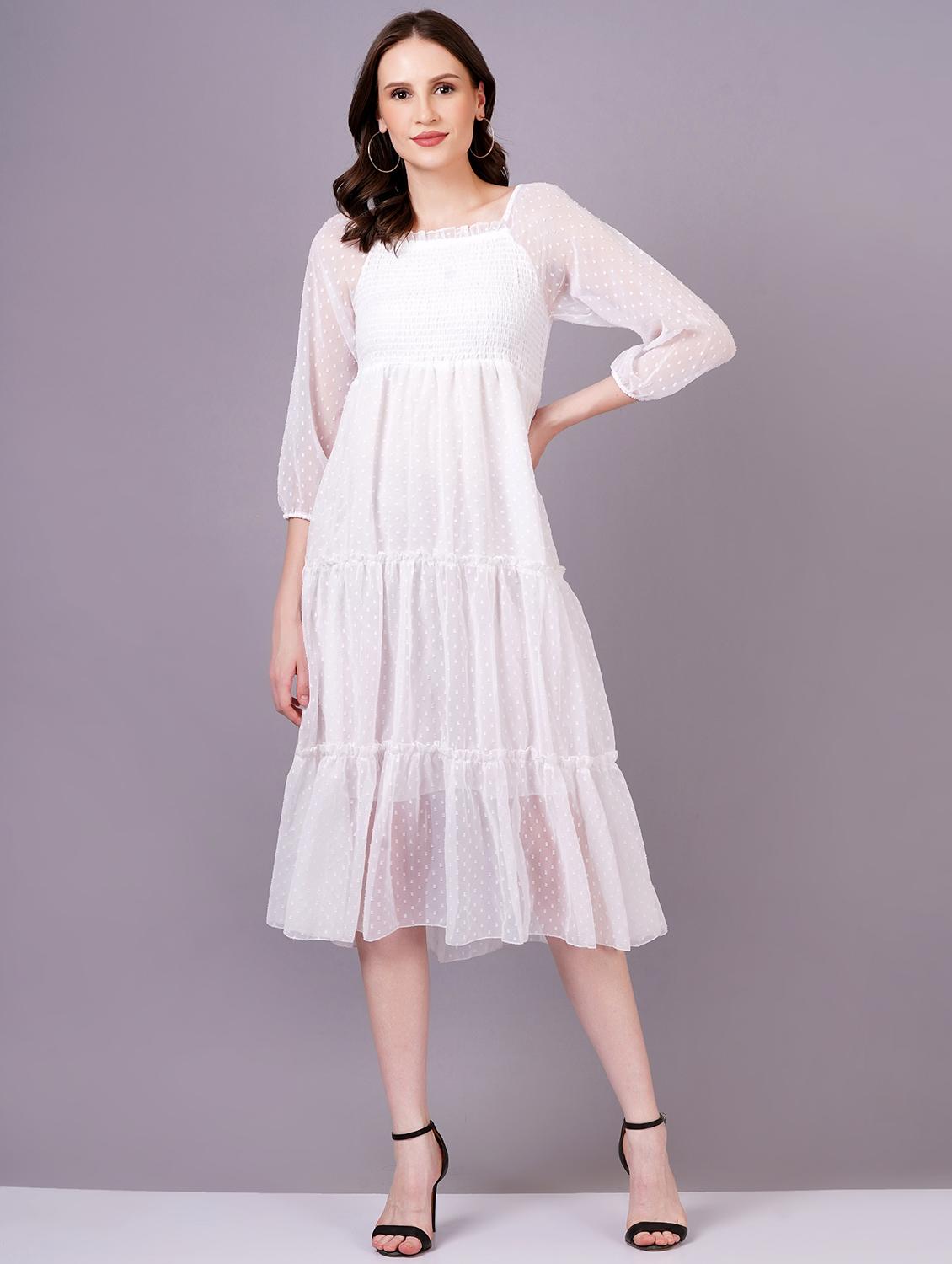 women square neck self-designed tiered ethnic dress - 21399901 - Zoom Image - 0