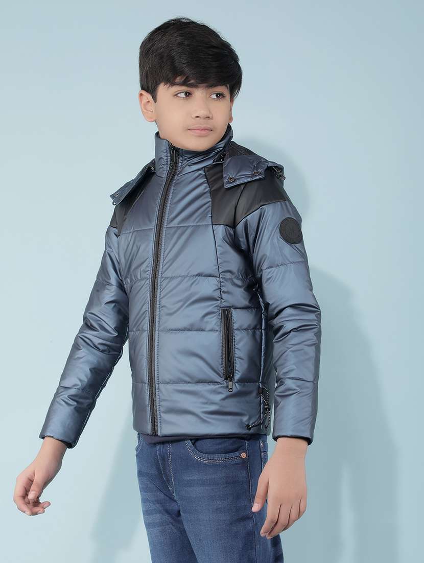 blue solid quilted jacket - 21399942 -  Standard Image - 1