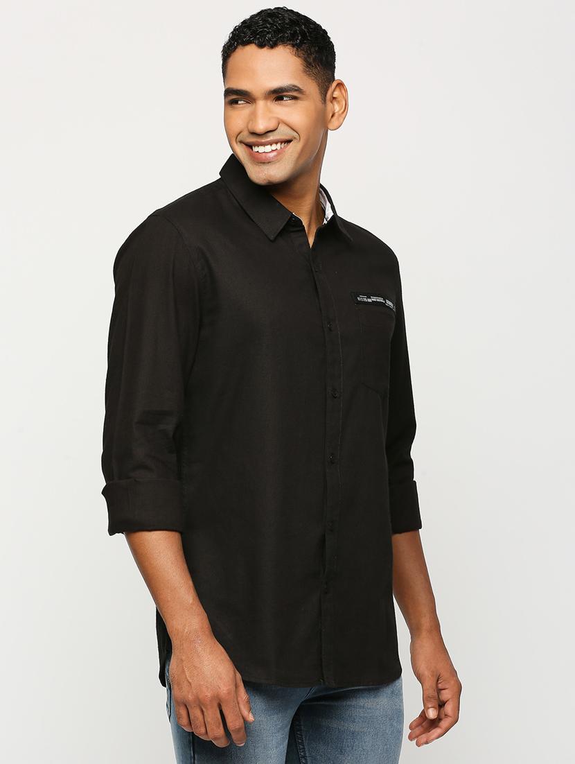 black cotton casual shirt - 21399969 - Standard Image - 1