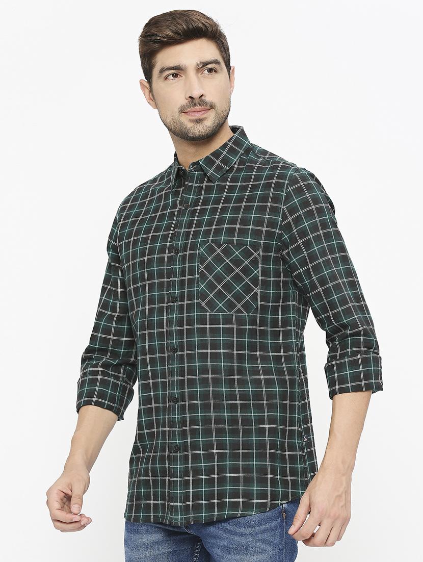 green checkered casual shirt - 21399971 - Standard Image - 1