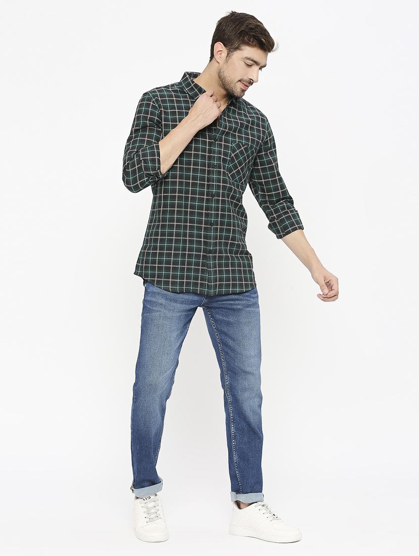 green checkered casual shirt - 21399971 - Standard Image - 4