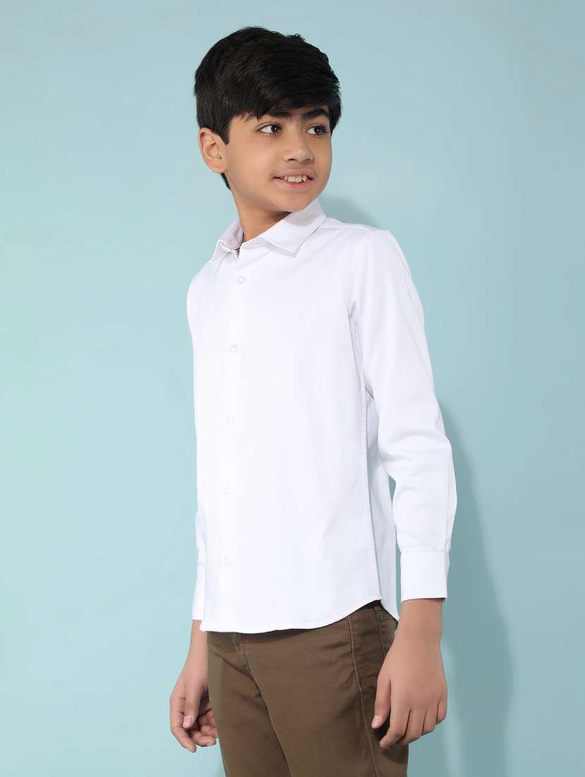 boys white solid shirt - 21399996 -  Standard Image - 1