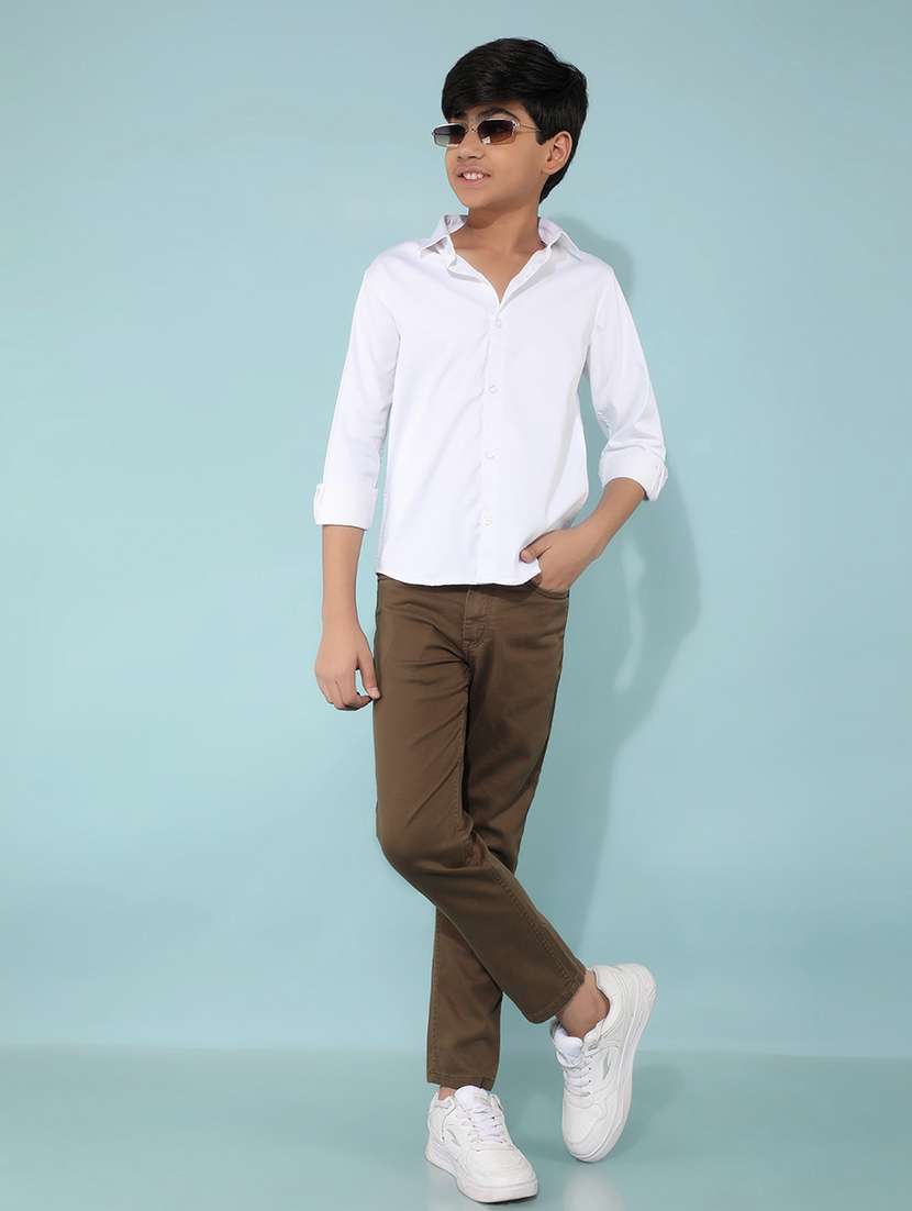 boys white solid shirt - 21399996 -  Standard Image - 4