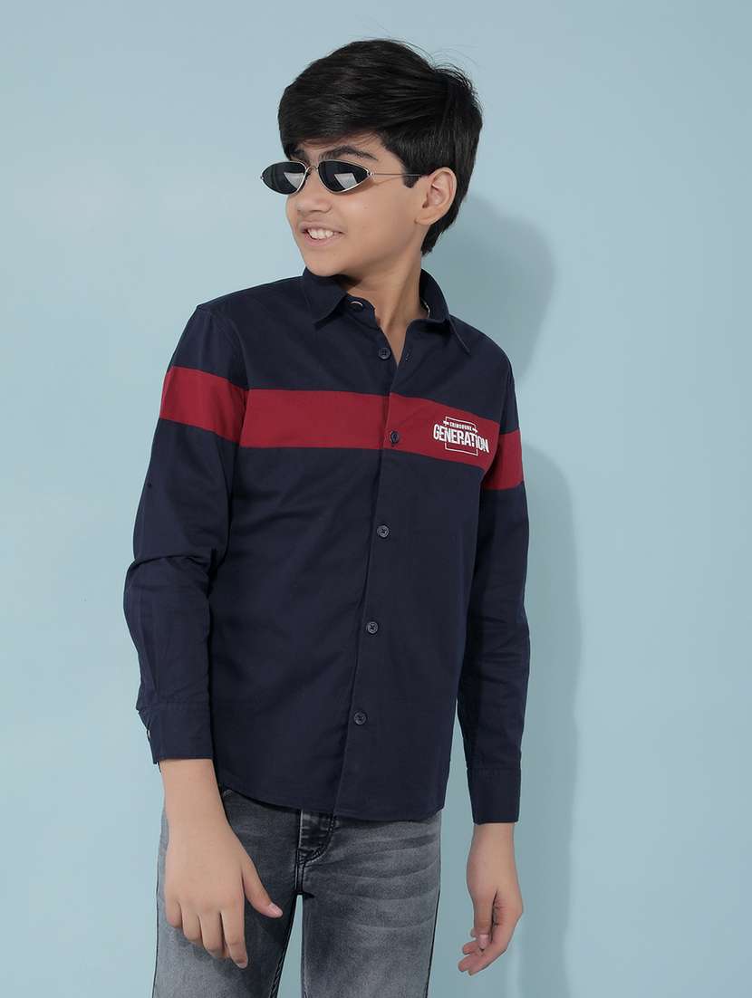 multicolored color block shirt