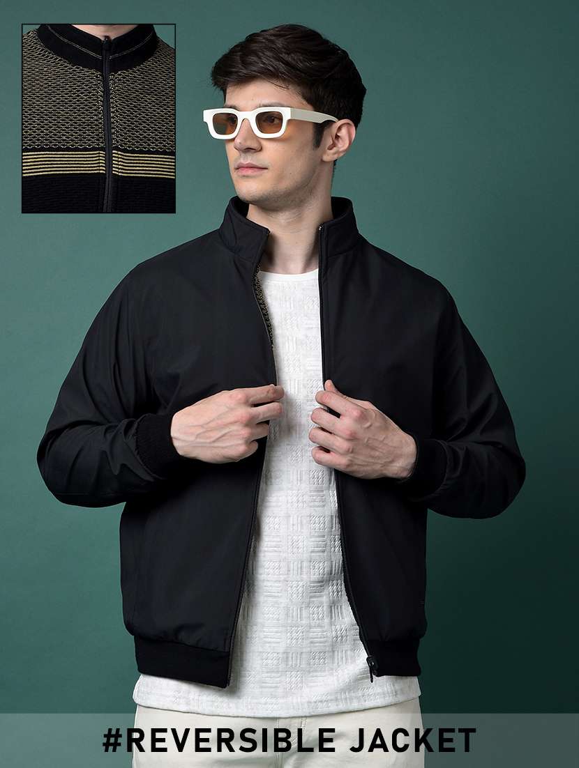 black solid casual jacket