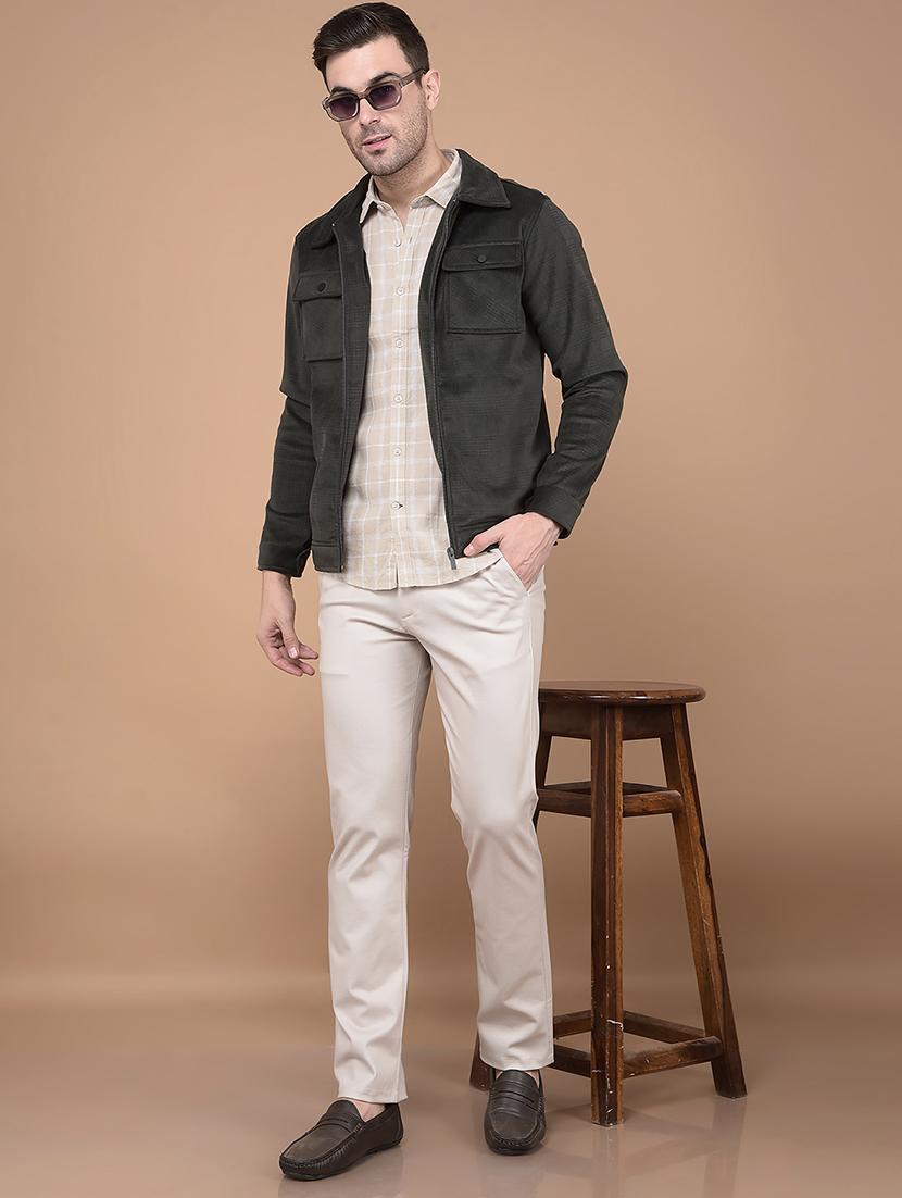 olive self design casual jacket - 21400033 - Standard Image - 4