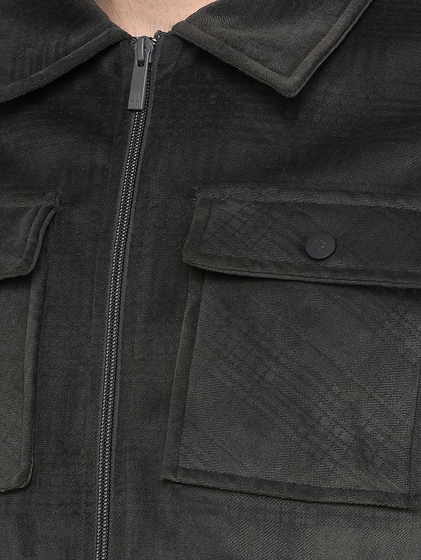 olive self design casual jacket - 21400033 - Standard Image - 6