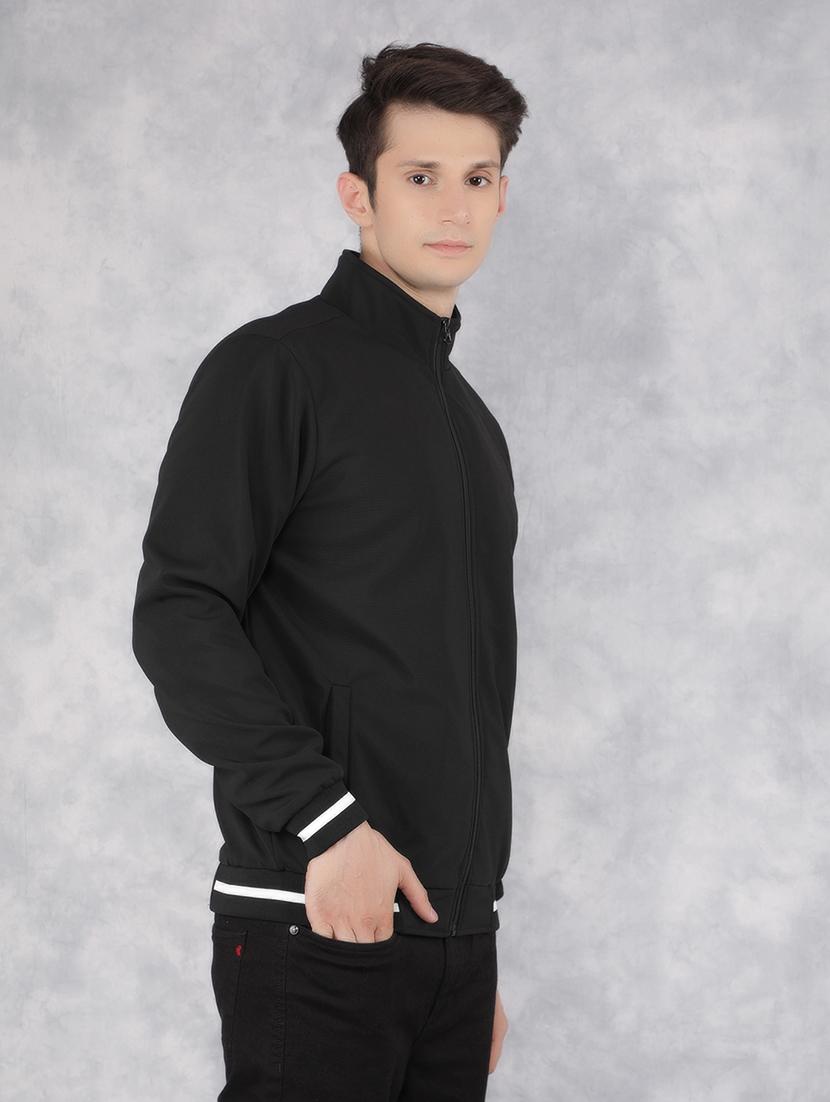 black solid casual jacket - 21400036 - Standard Image - 1