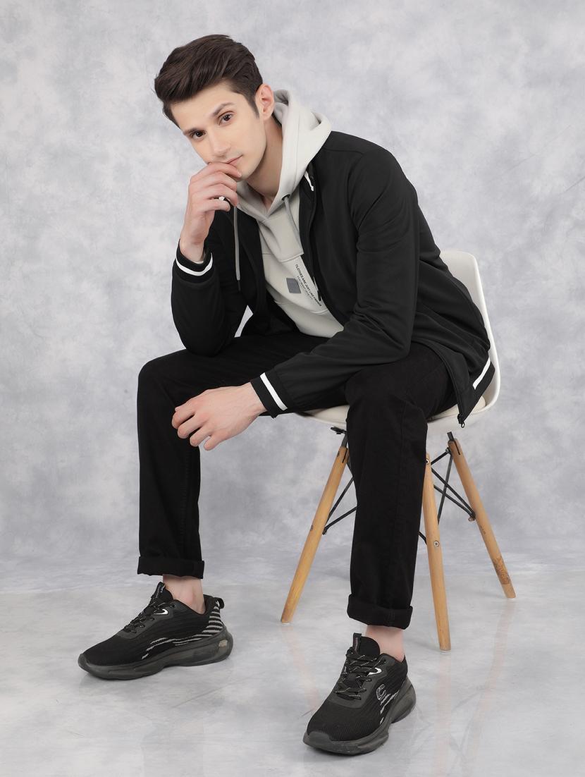 black solid casual jacket - 21400036 - Standard Image - 4