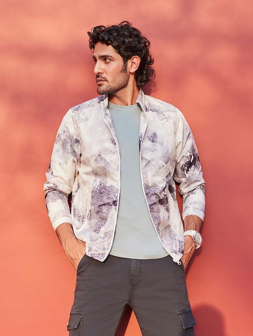 grey printed casual jacket - 21400040 - Zoom Image - 0