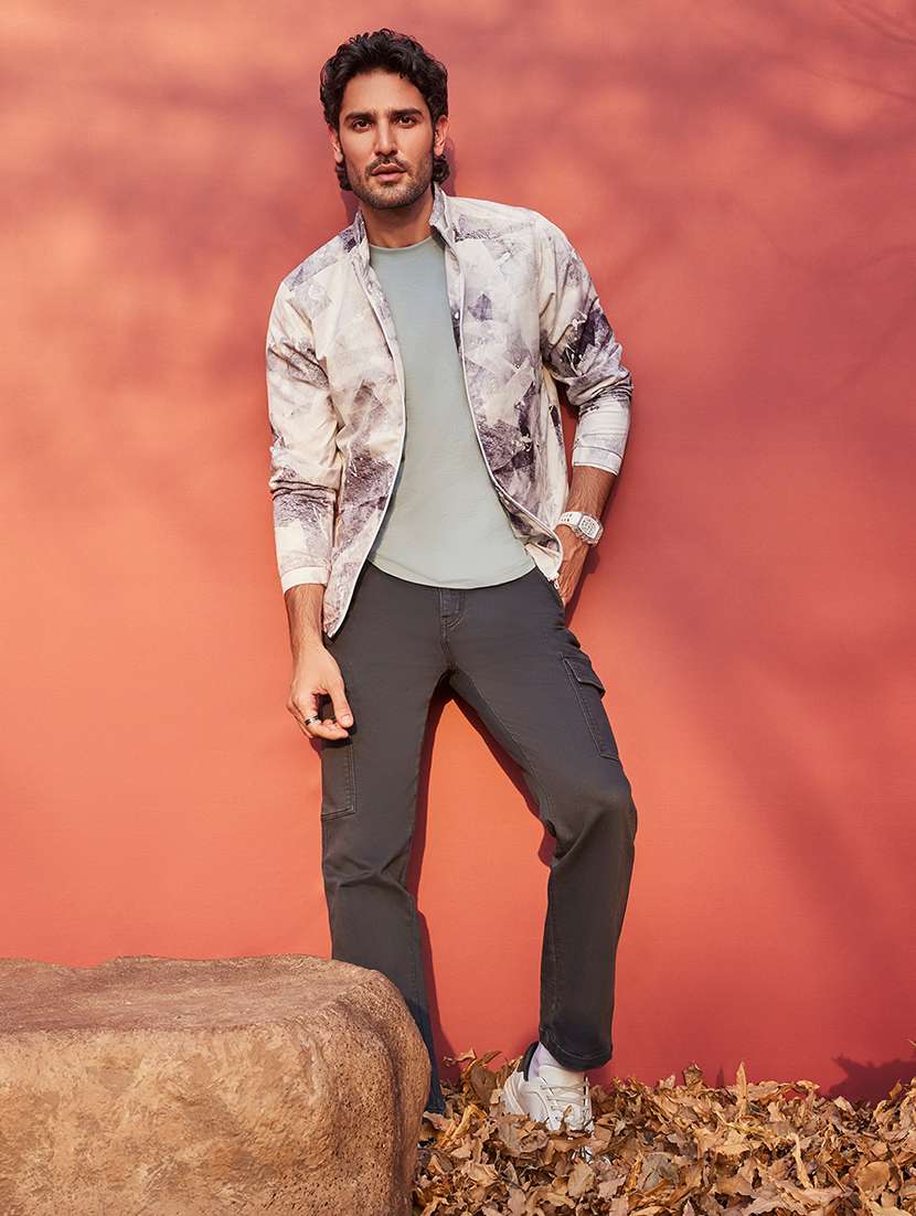 grey printed casual jacket - 21400040 - Standard Image - 1