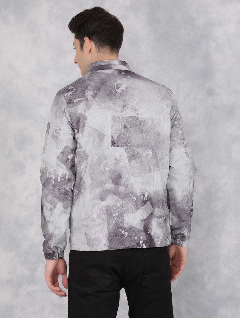 grey printed casual jacket - 21400040 - Standard Image - 4