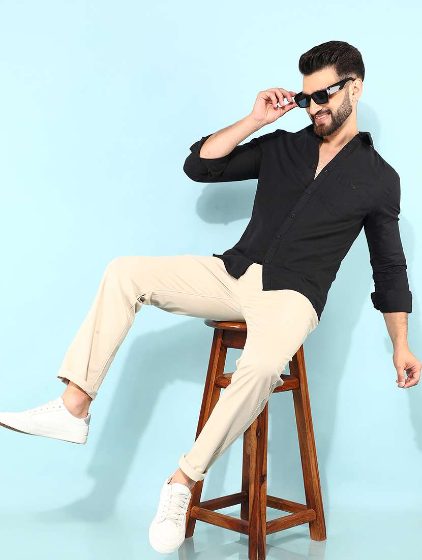 men solid long sleeve casual shirt - 21400067 -  Standard Image - 4