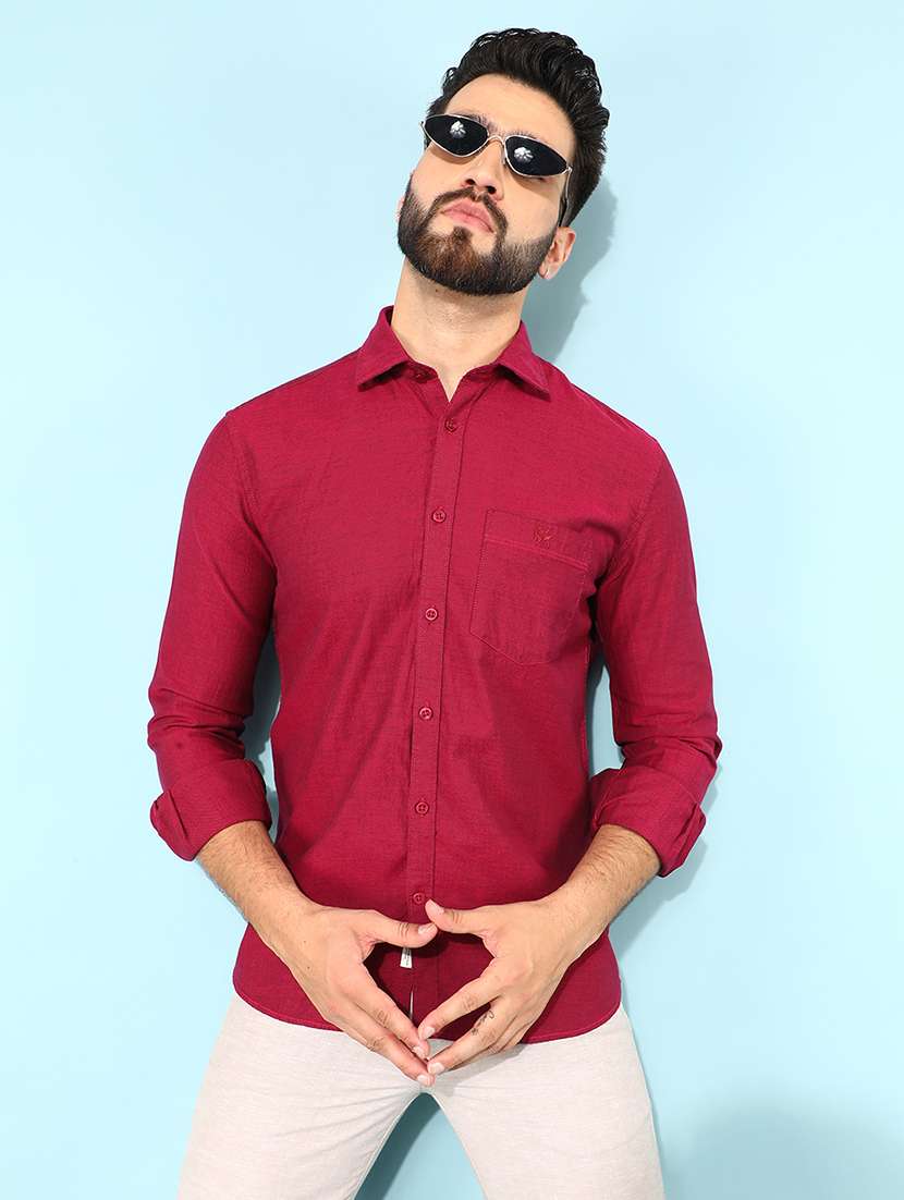 men solid long sleeve casual shirt - 21400073 -  Standard Image - 1