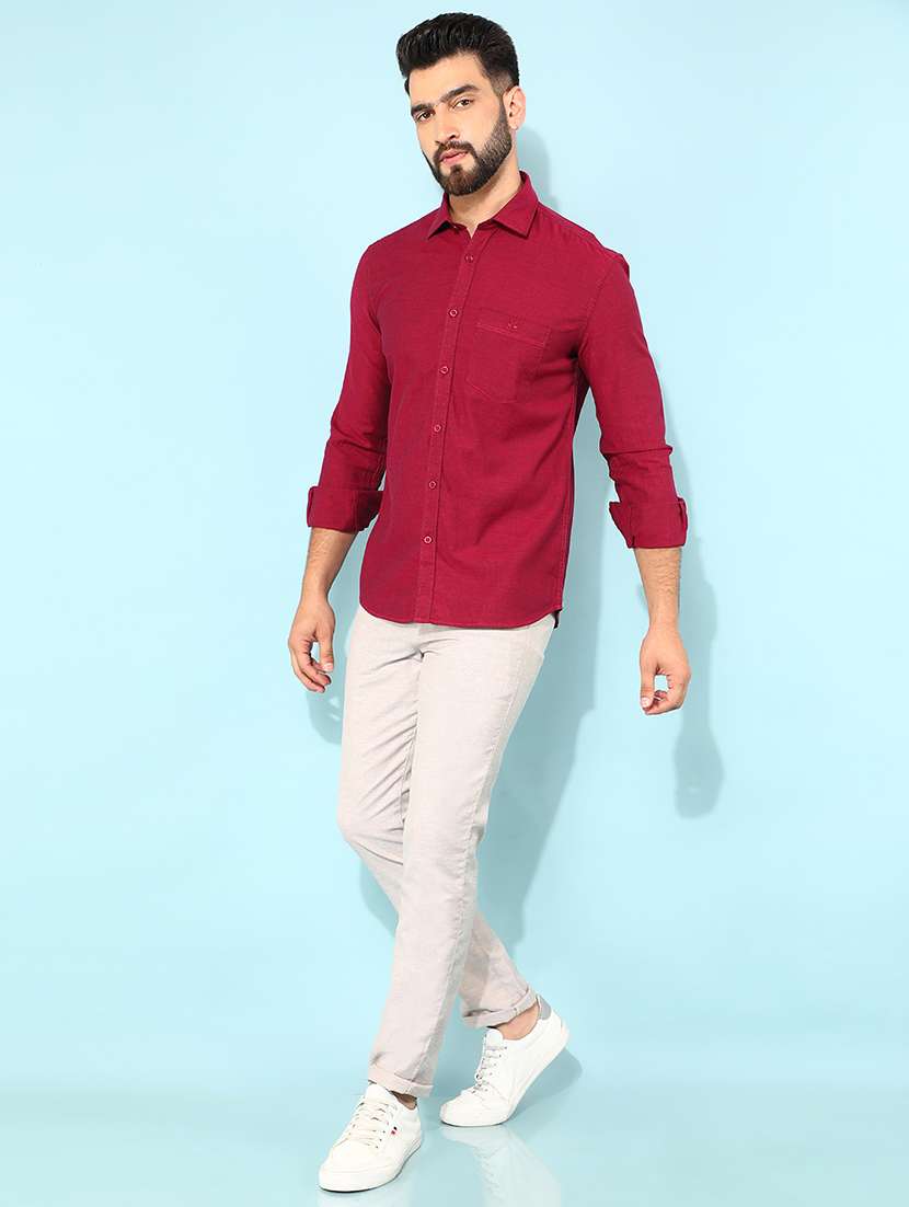 men solid long sleeve casual shirt - 21400073 -  Standard Image - 4