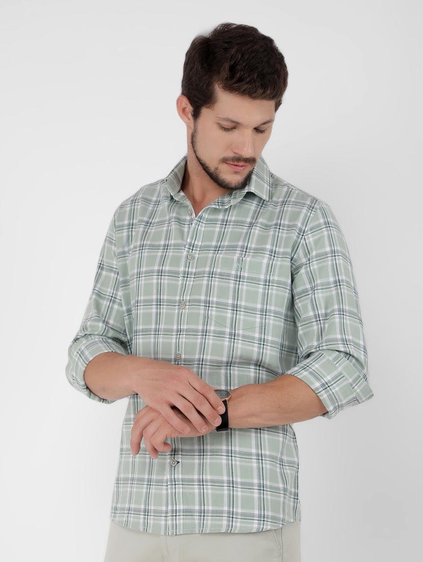 men checked long sleeve casual shirt - 21400089 - Standard Image - 1