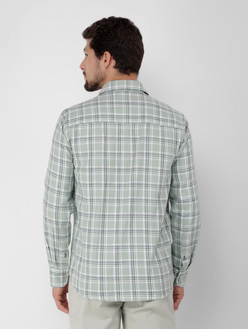 men checked long sleeve casual shirt - 21400089 - Standard Image - 4