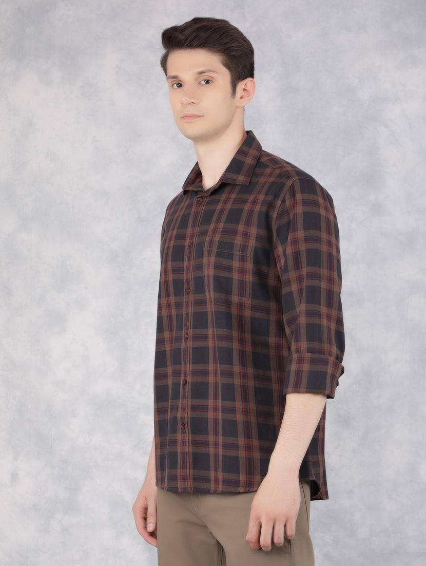 men checked long sleeve casual shirt - 21400097 - Standard Image - 1