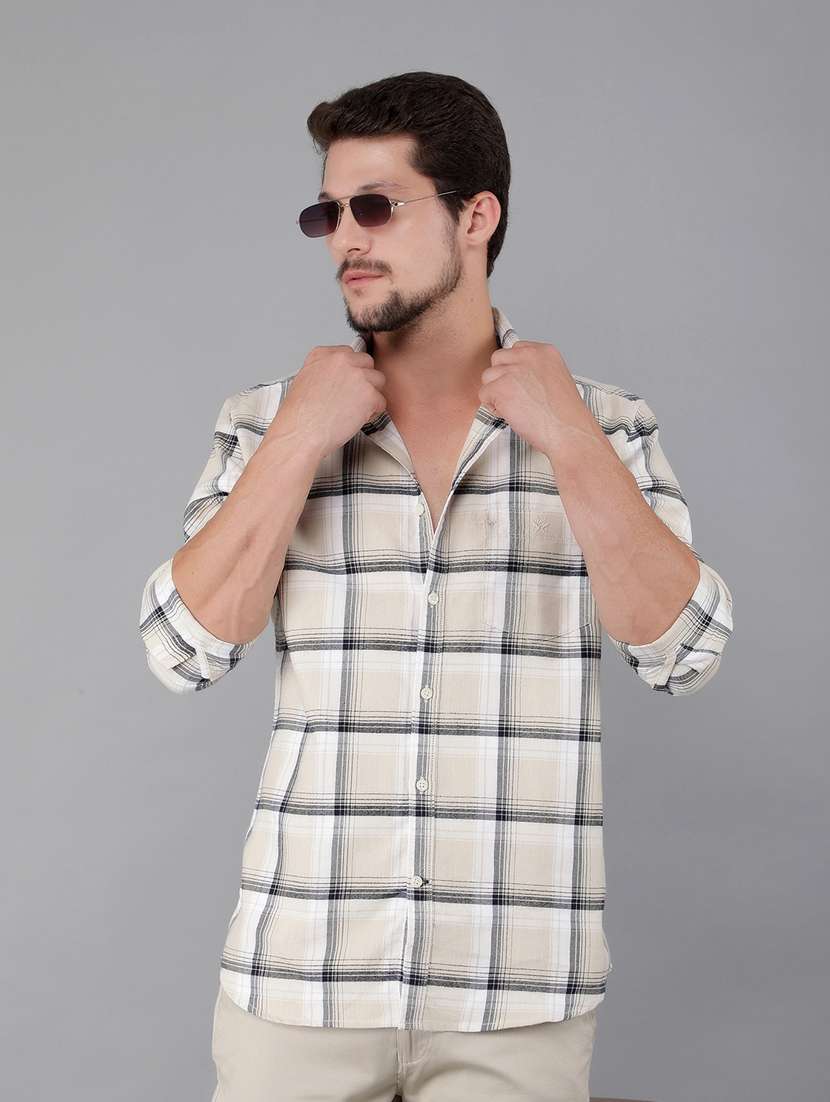 men checked long sleeve casual shirt - 21400104 -  Standard Image - 1