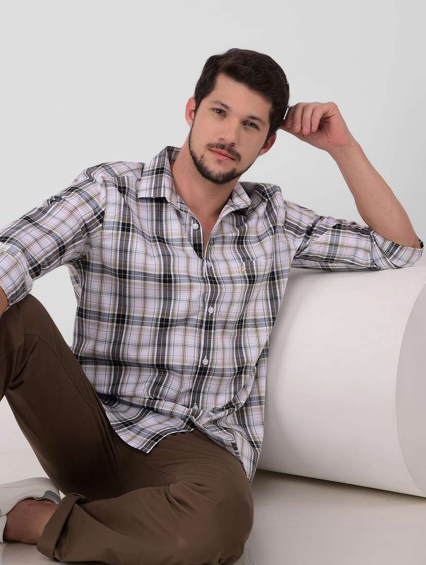 men checkered casual shirt - 21400111 -  Standard Image - 1