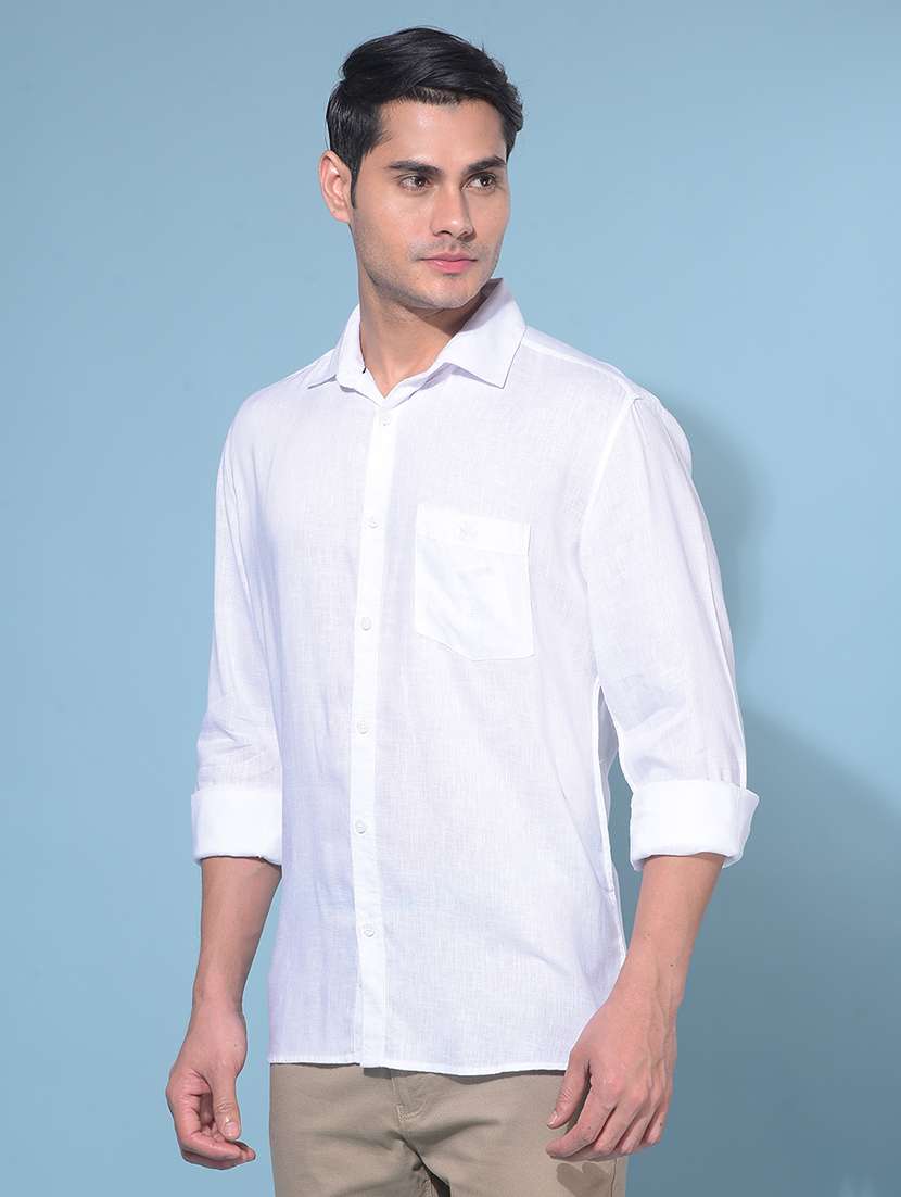 crimsoune club men's white linen shirt