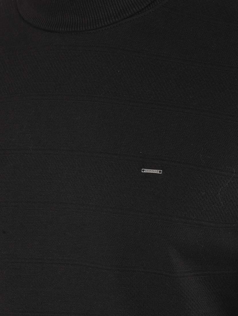 men's solid black turtle neck sweatshirt - 21400172 -  Standard Image - 6