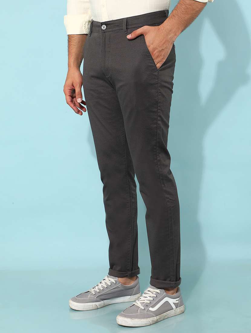 men solid mid rise chino pants - 21400179 - Standard Image - 1