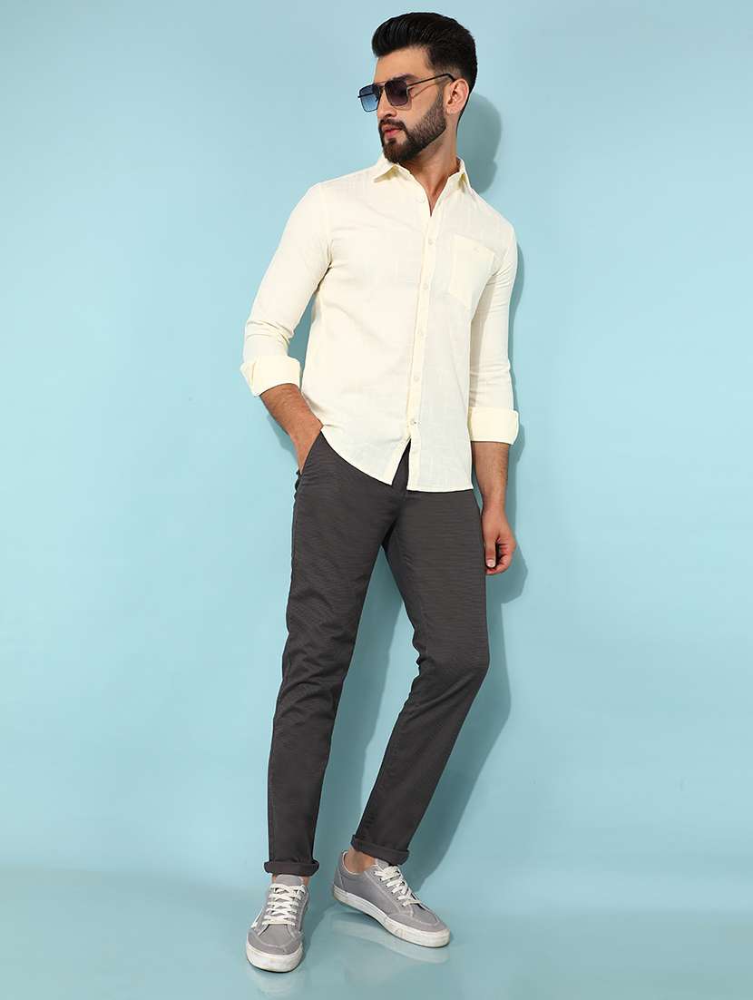 men solid mid rise chino pants - 21400179 - Standard Image - 4