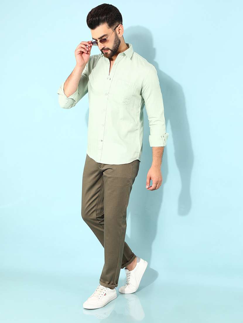 men solid mid rise chino pants - 21400182 -  Standard Image - 4