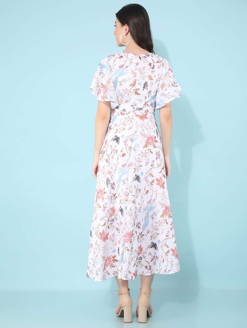 white floral print flare dress - 21400252 - Standard Image - 4