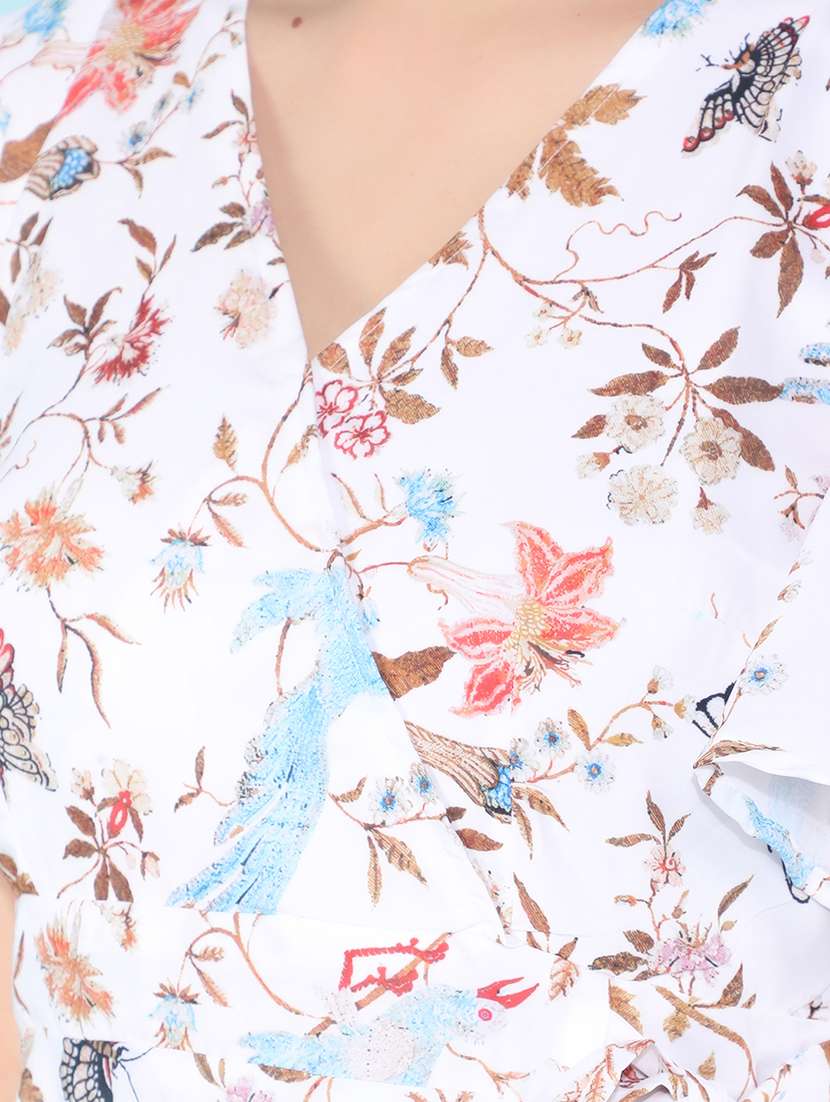white floral print flare dress - 21400252 - Standard Image - 6