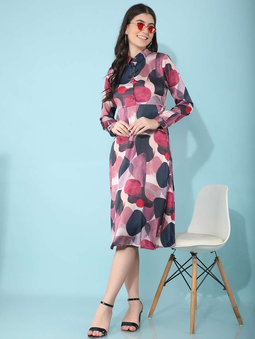 maroon polyester aline dress - 21400256 - Zoom Image - 0