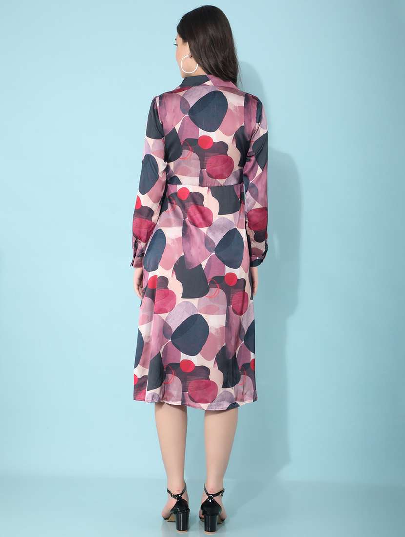 maroon polyester aline dress - 21400256 - Standard Image - 4