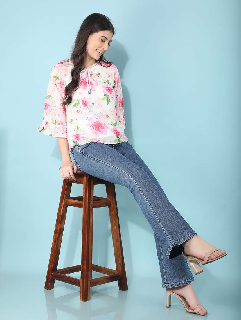 white floral printed regular top - 21400303 -  Standard Image - 4