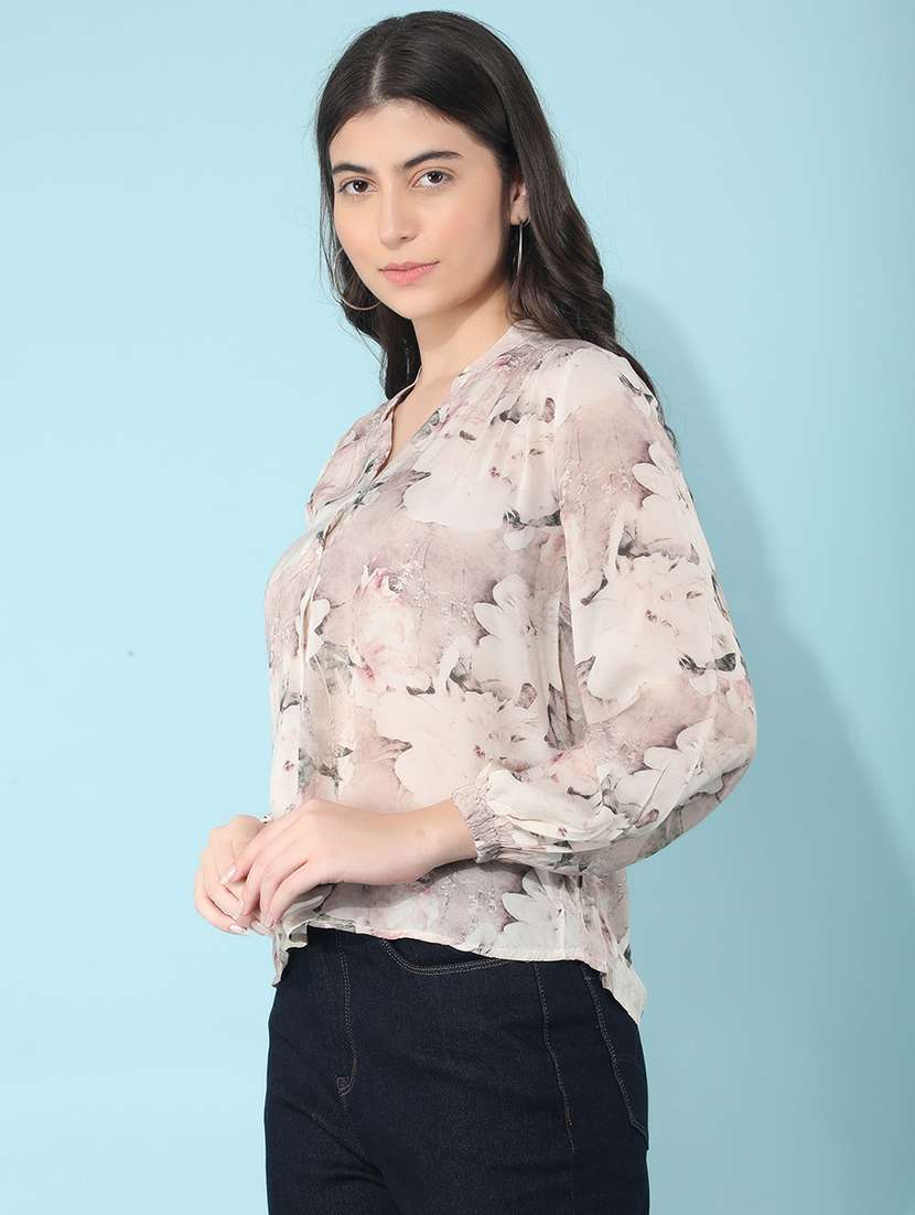 women peach polyester regular top