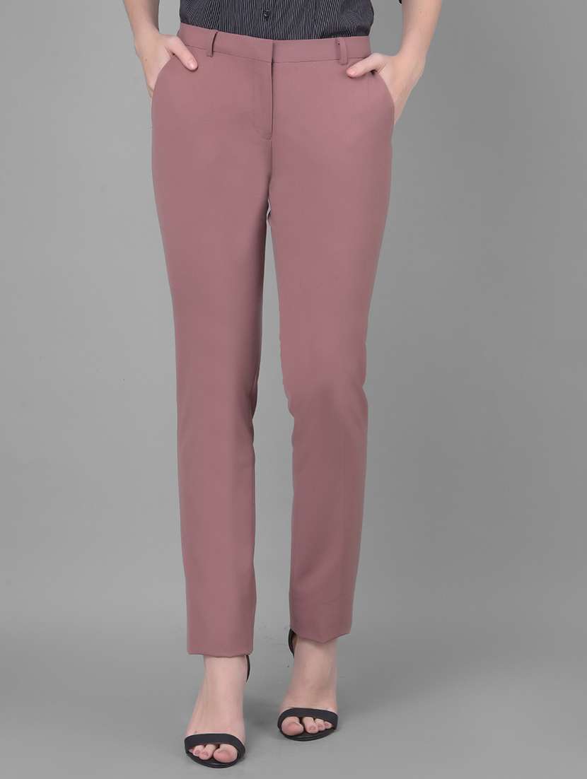 peach solid chinos trouser
