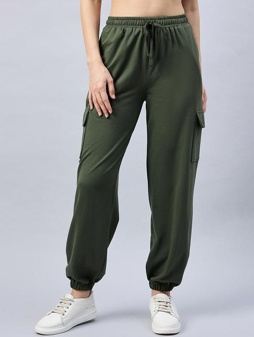 women green cotton blend jogger - 21400323 - Standard Image - 0