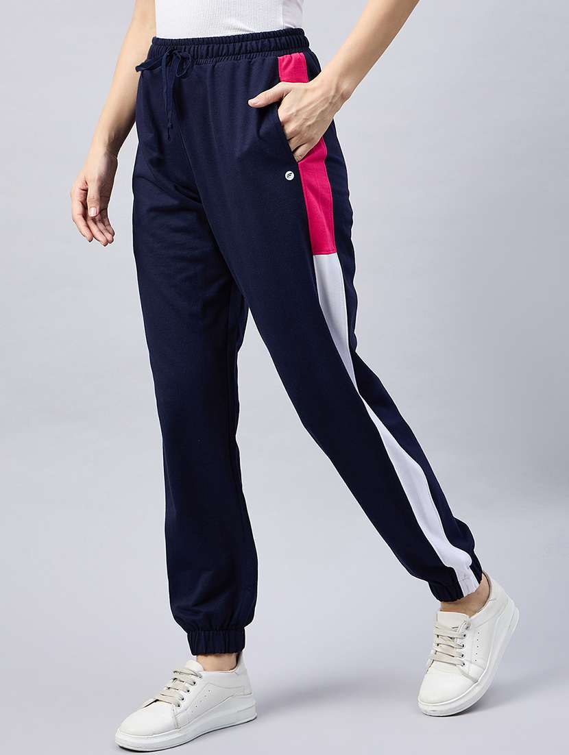 women navy blue cotton blend jogger - 21400329 -  Standard Image - 1