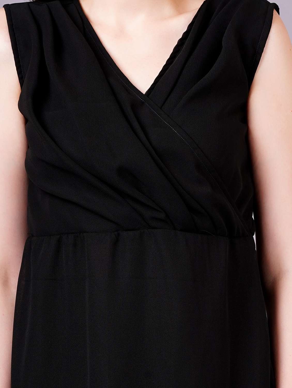 women black georgette a-line dress - 21400347 - Standard Image - 4