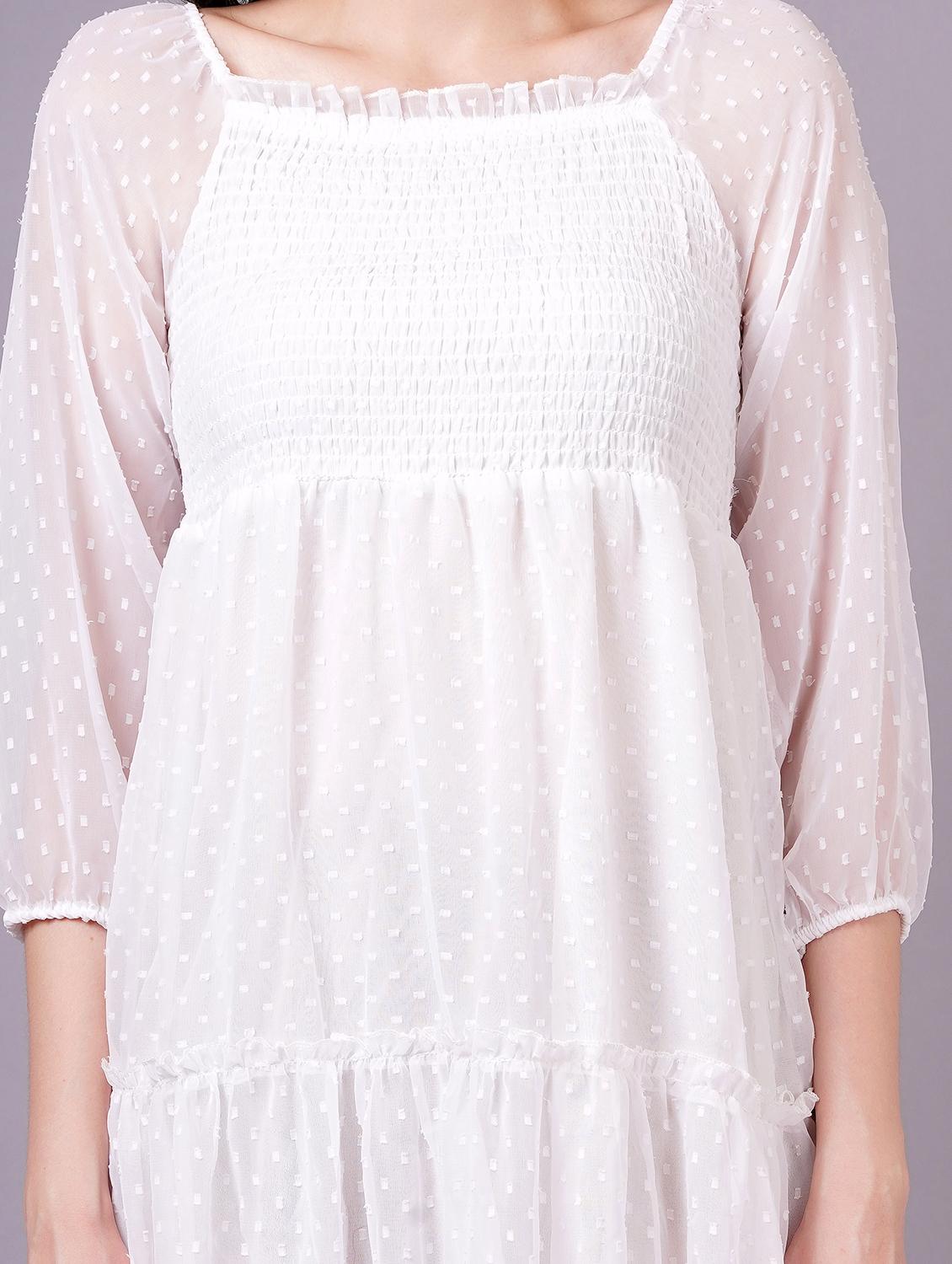women white georgette tiered dress - 21400350 - Standard Image - 4