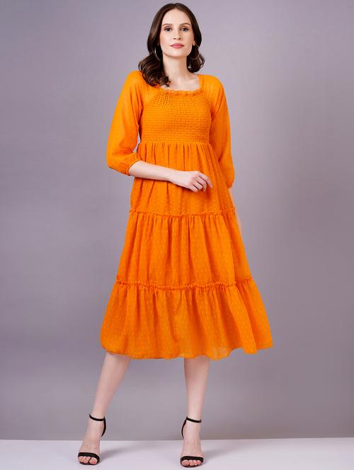 women square neck self-designed tiered dress - 21400352 - Standard Image - 0